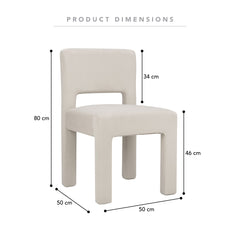 Claude Set of 2 Dining Chairs Beige Velvet