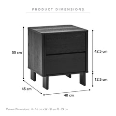 Taupo Bedside Table Black (Set of 2)