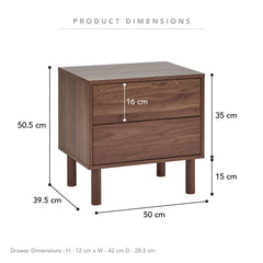 Norquay Bedside Table Walnut