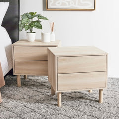 Norquay Bedside Table Light Oak (Set of 2)