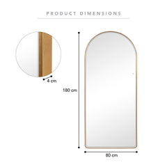 Luna 180cm Arch Front Illuminated Mirror Gold