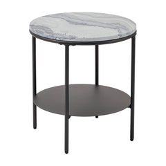 Fernando Marble and Metal Side Table Black