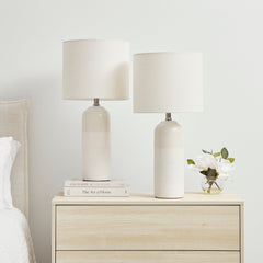 Clayton Modern Ceramic Table Lamp Cream (Set of 2)
