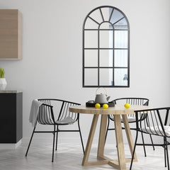 Abbey 105cm Arch Iron Indoor Outdoor Mirror Black