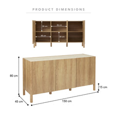 Clarke 3 Door Buffet Oak (150cm)