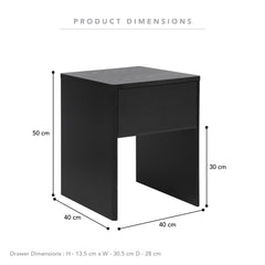 Oxford Bedside Table Black (Set of 2)
