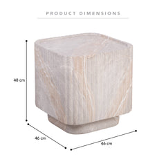 Silvi Travertine Look Side Table White