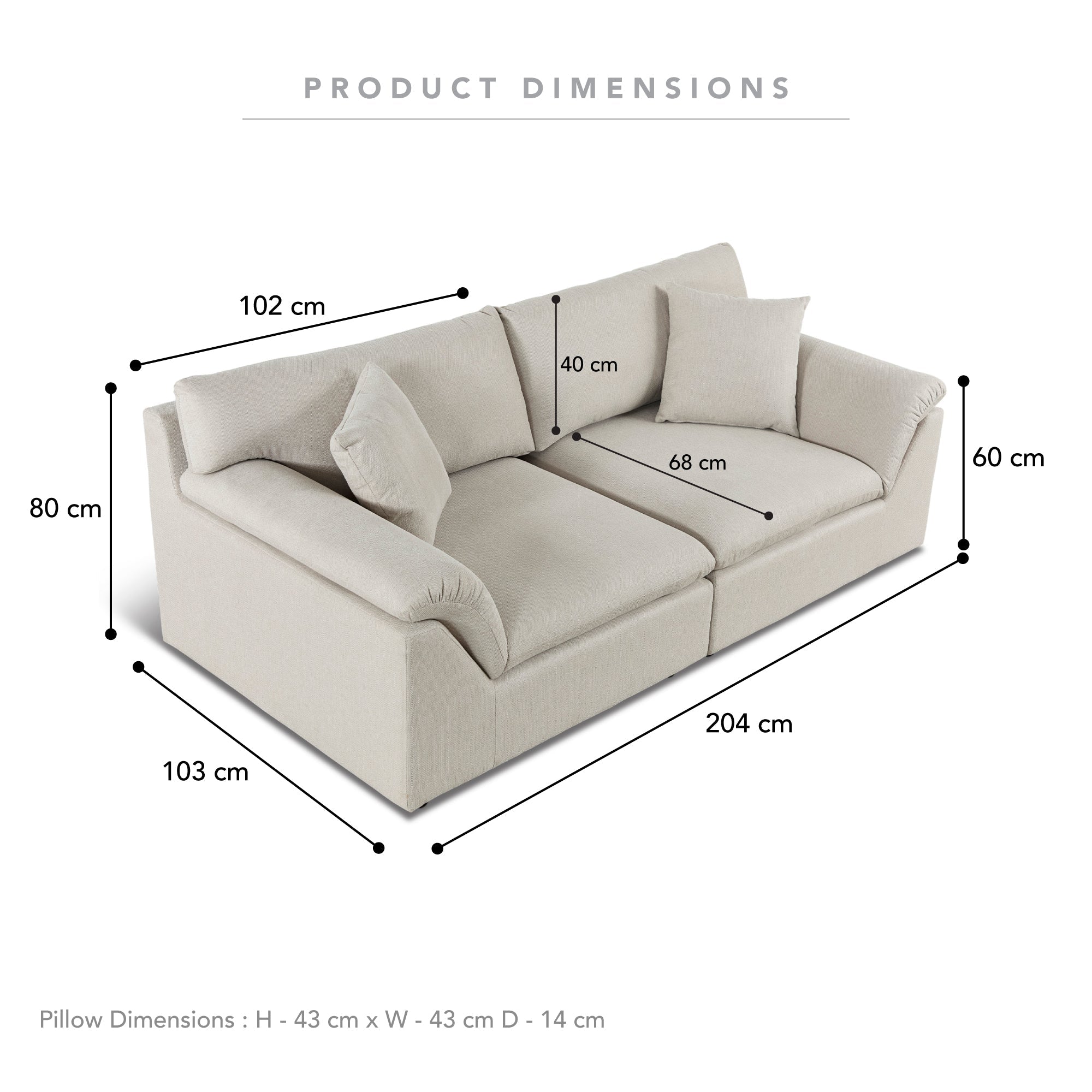 Emery 2 Seater Modular Sofa