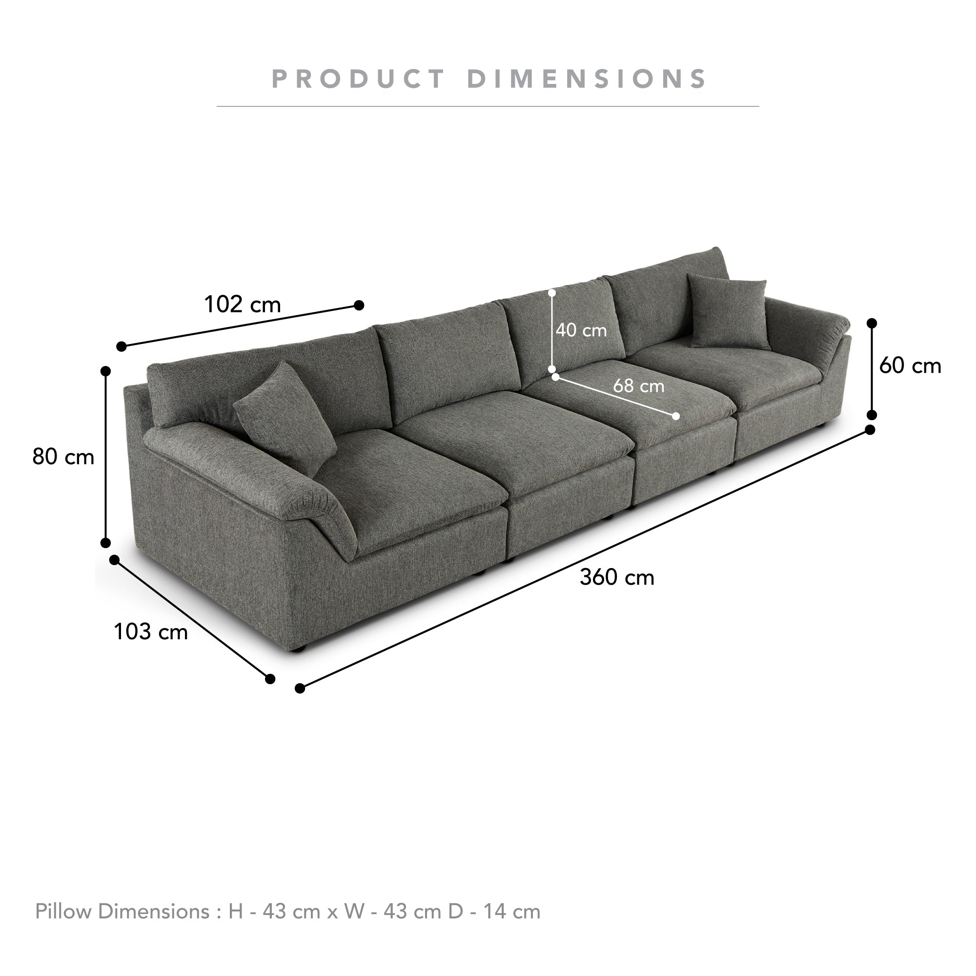 Emery 4 Seater Modular Sofa