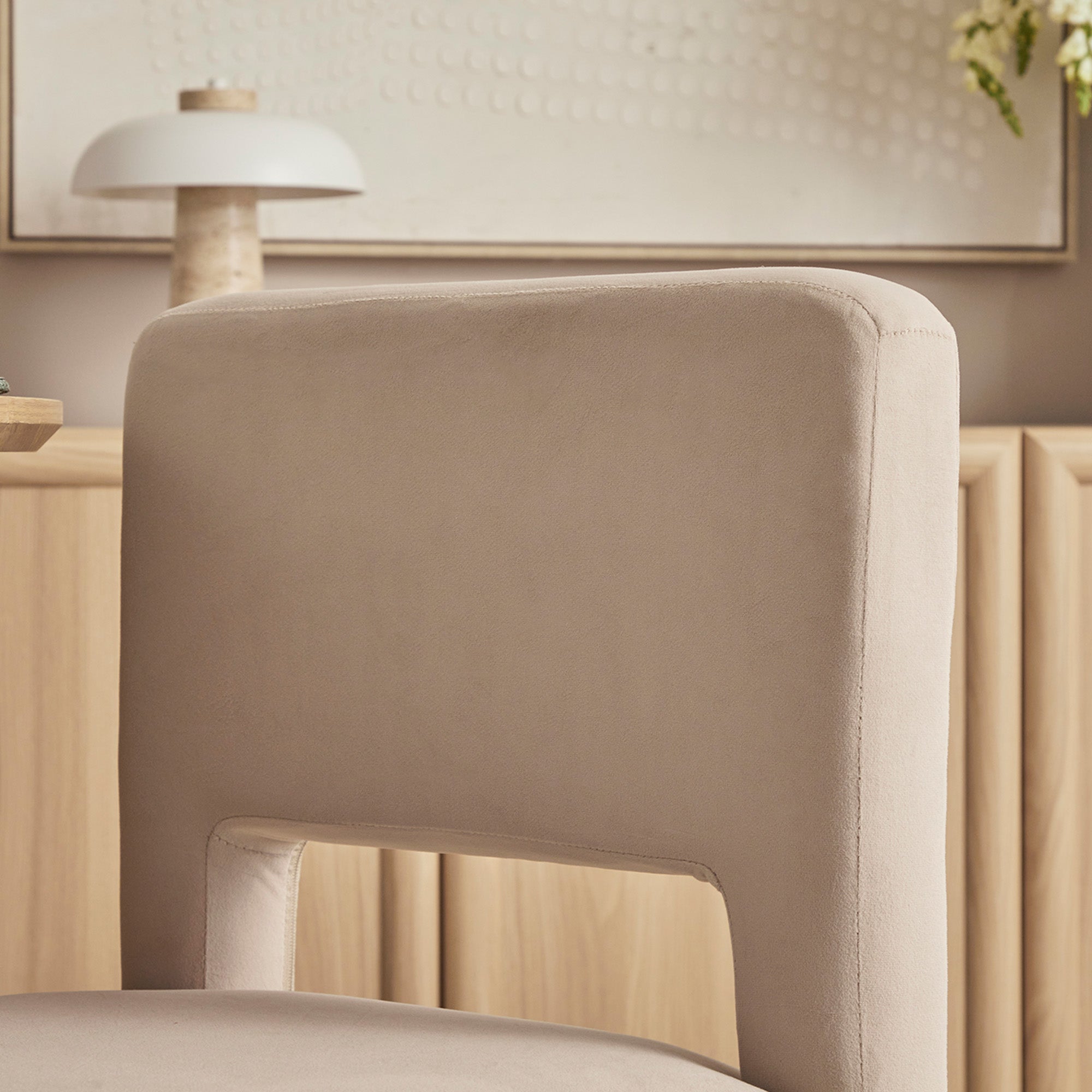 Claude Set of 2 Dining Chairs Beige Velvet