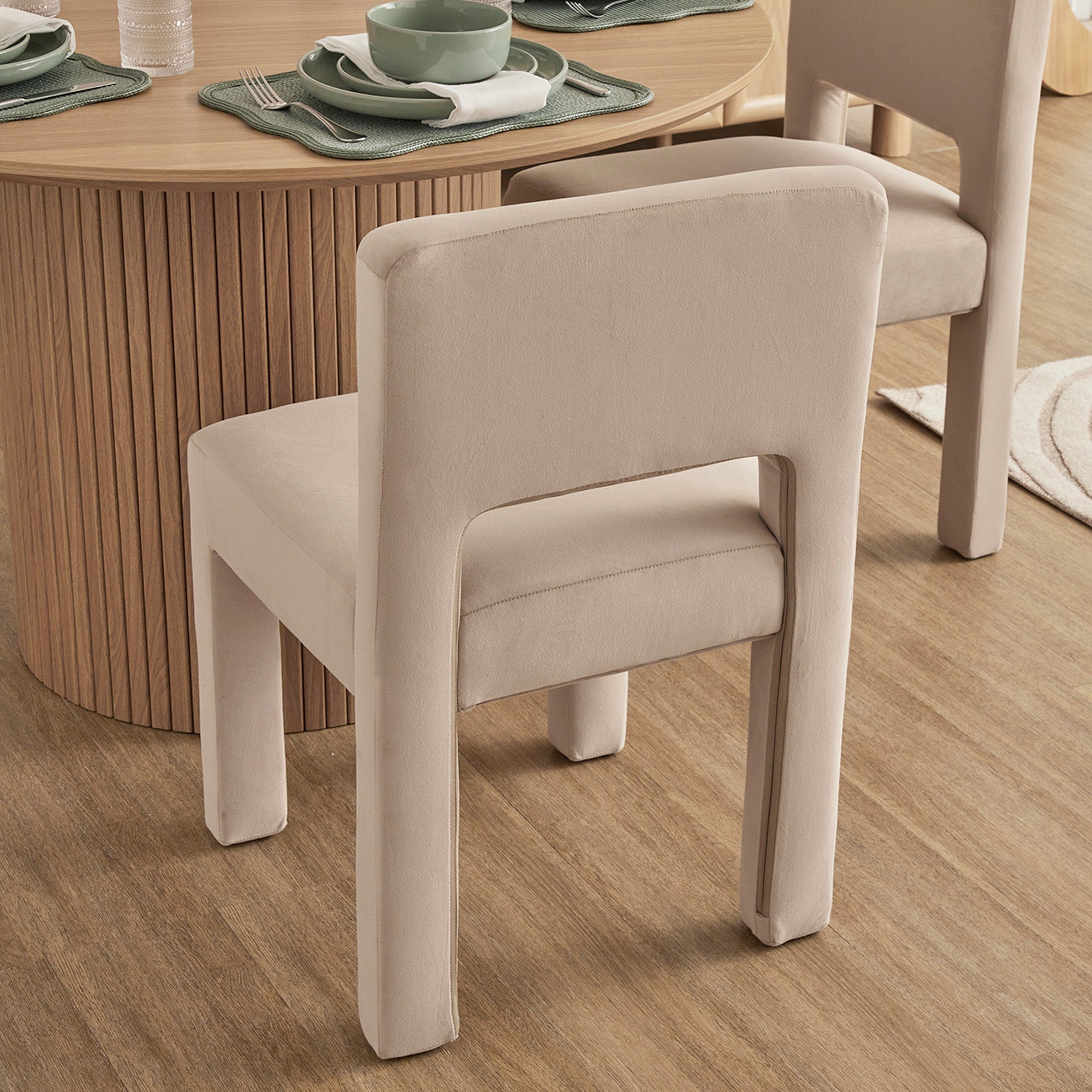 Claude Set of 2 Dining Chairs Beige Velvet