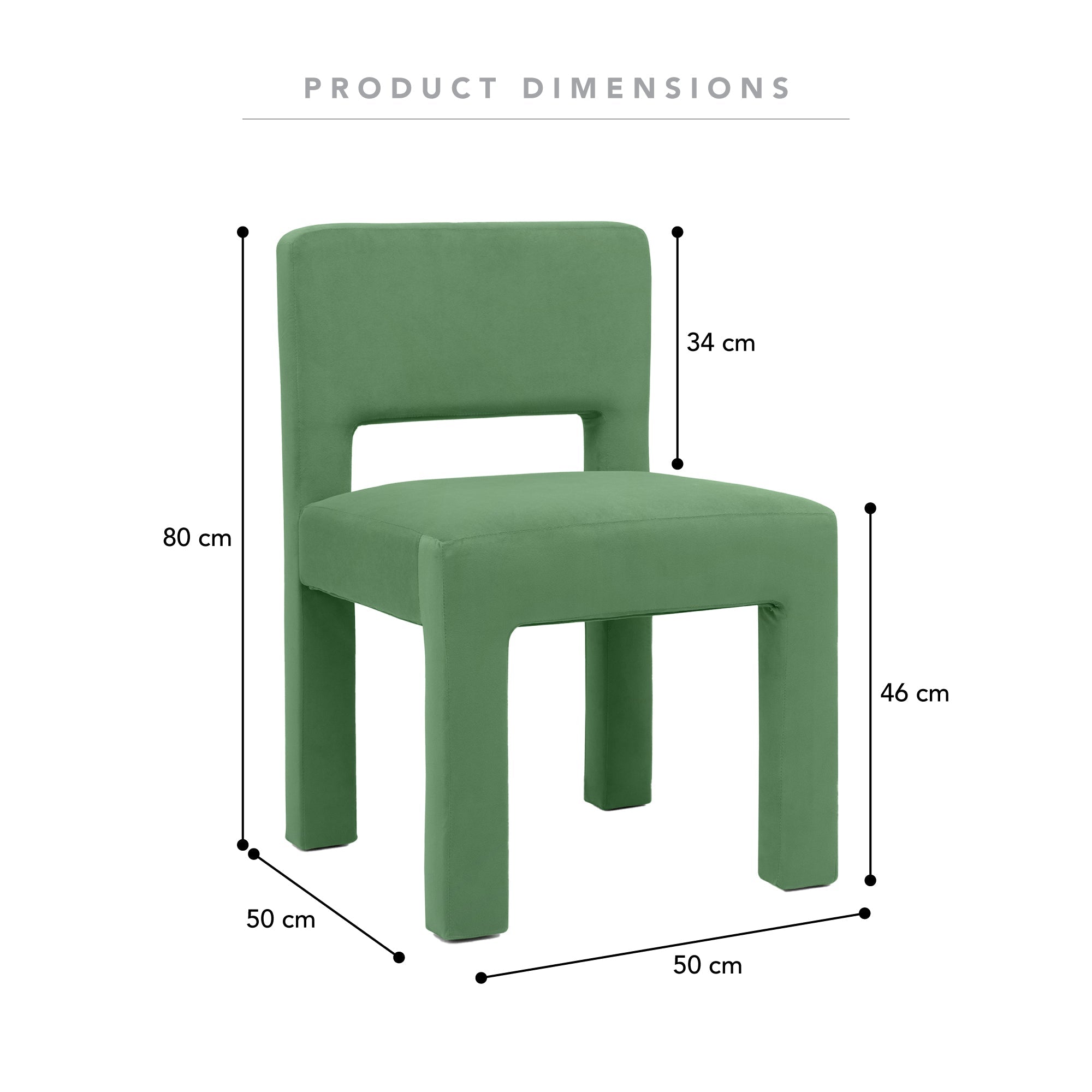 Claude Set of 2 Dining Chairs Green Velvet