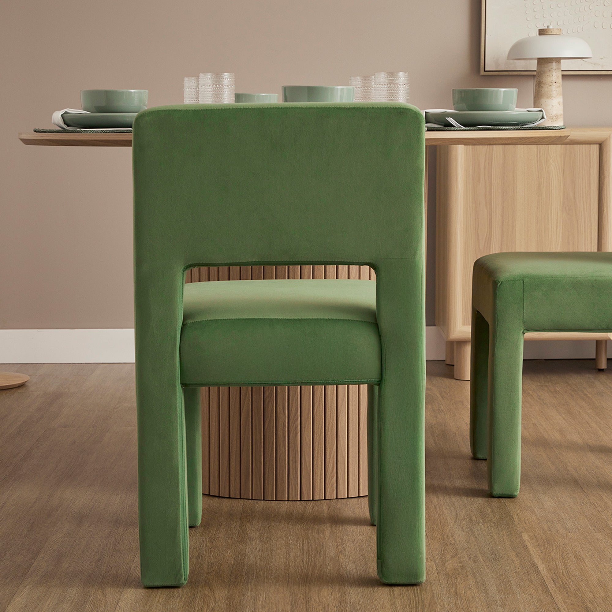 Claude Set of 4 Dining Chairs Green Velvet