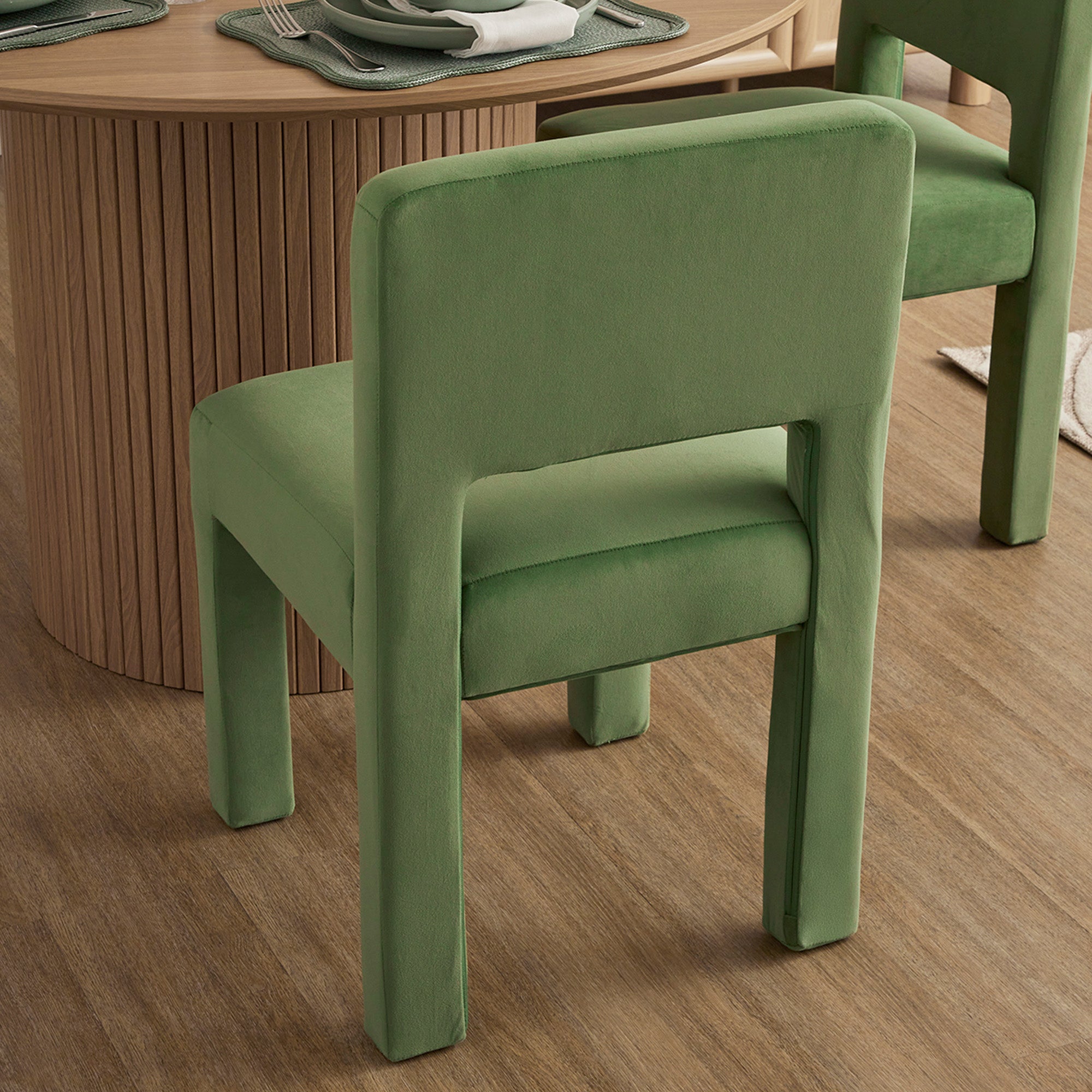 Claude Set of 2 Dining Chairs Green Velvet