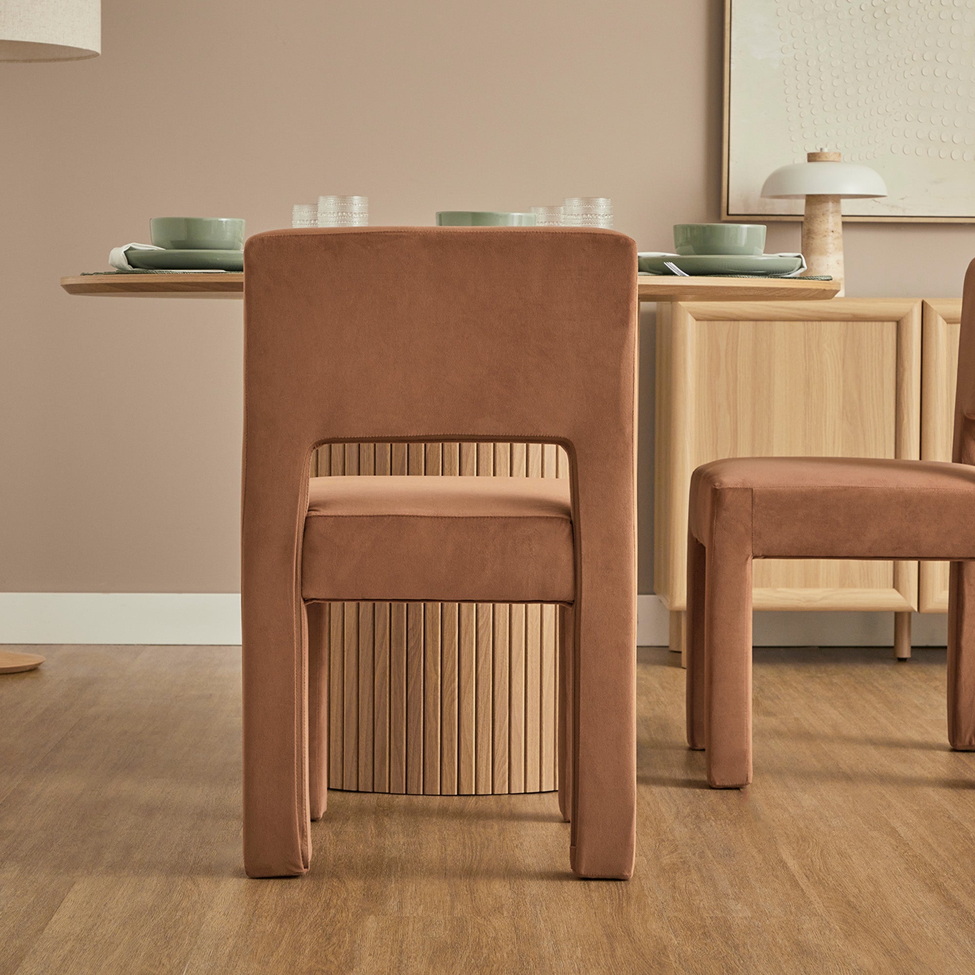 Claude Set of 2 Dining Chairs Rust Velvet
