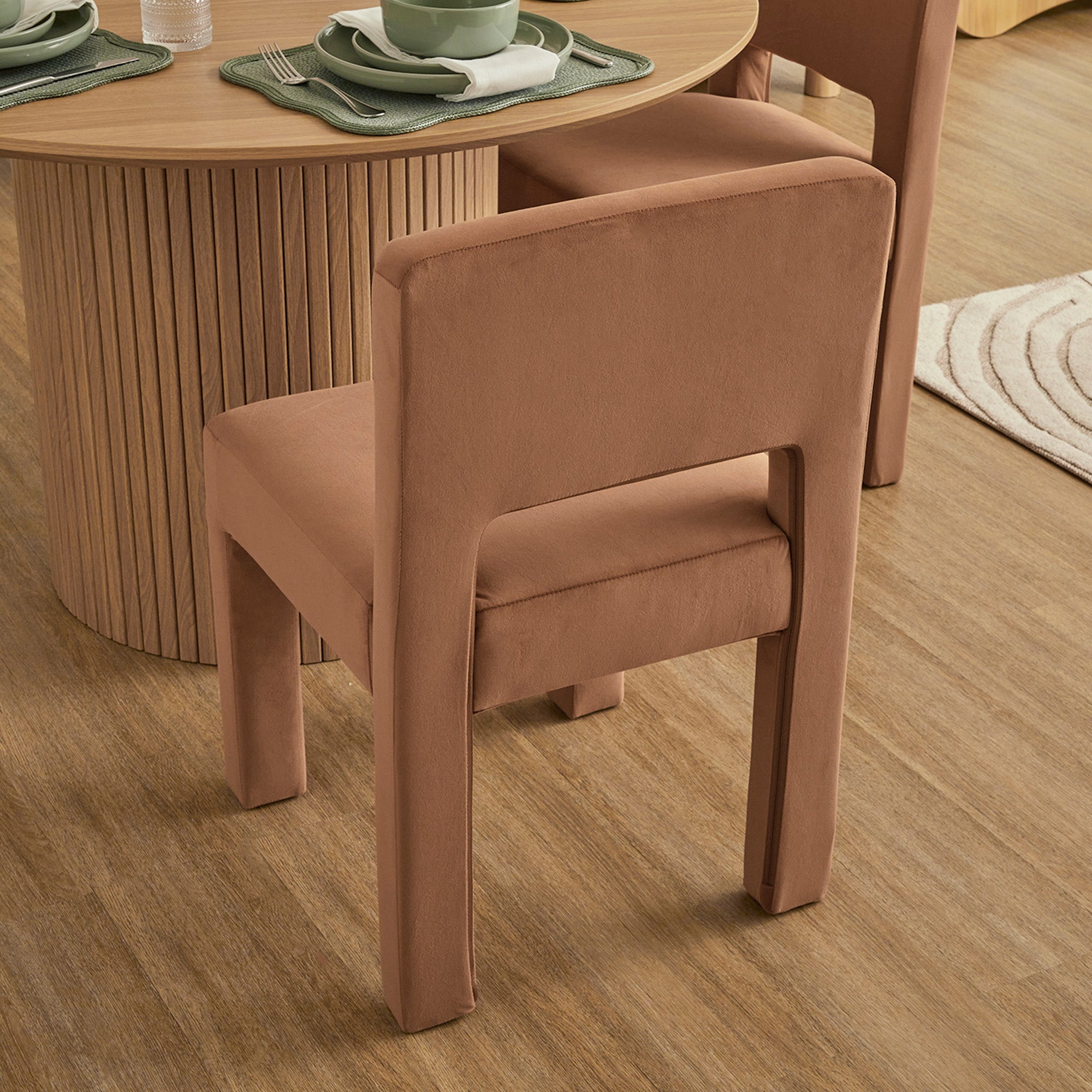 Claude Set of 2 Dining Chairs Rust Velvet