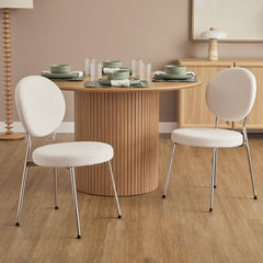 Dora Set of 2 Dining Chairs Chrome and Cream