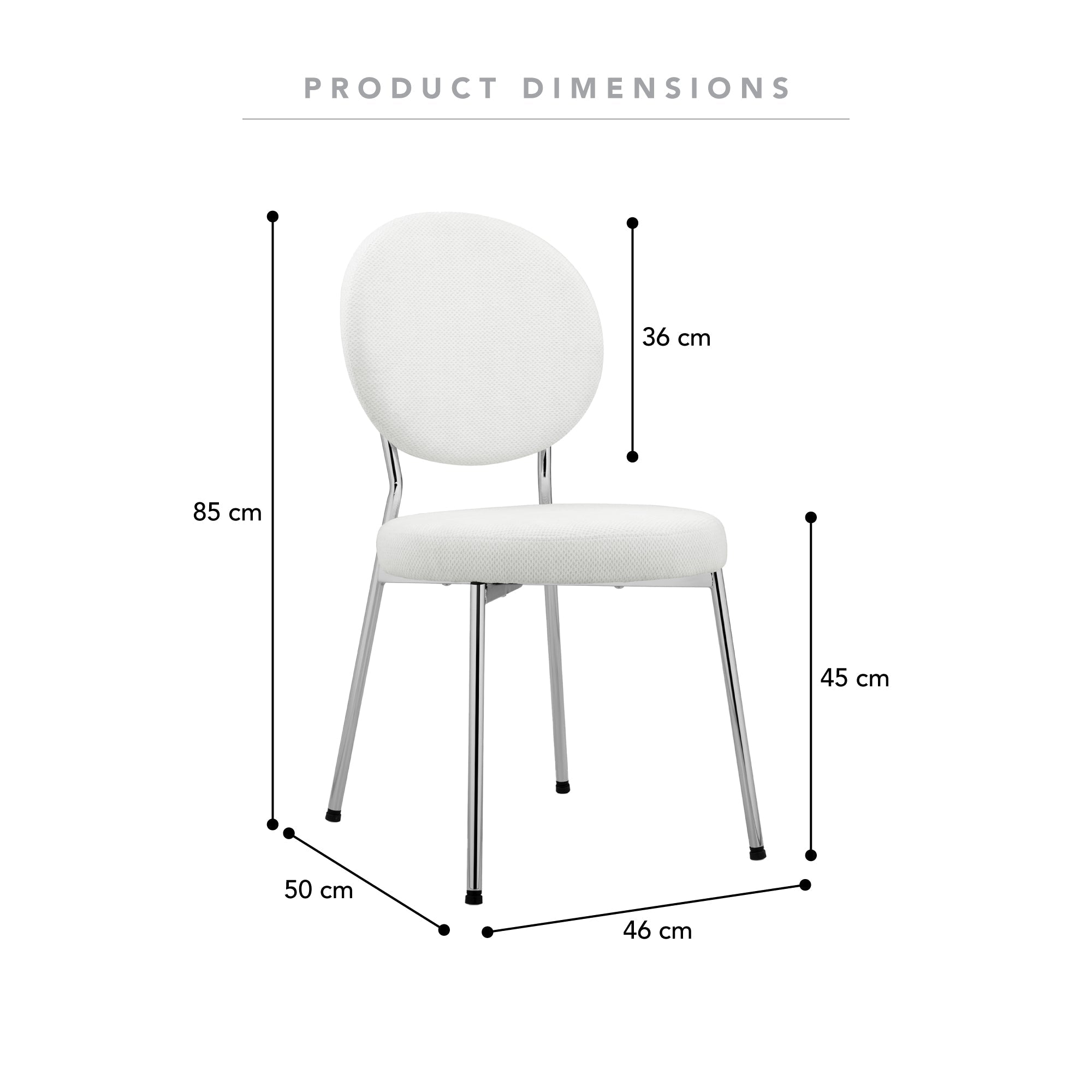 Dora Set of 4 Dining Chairs Chrome and Cream