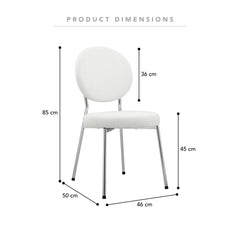 Dora Set of 4 Dining Chairs Chrome and Cream