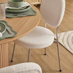 Dora Set of 2 Dining Chairs Chrome and Cream