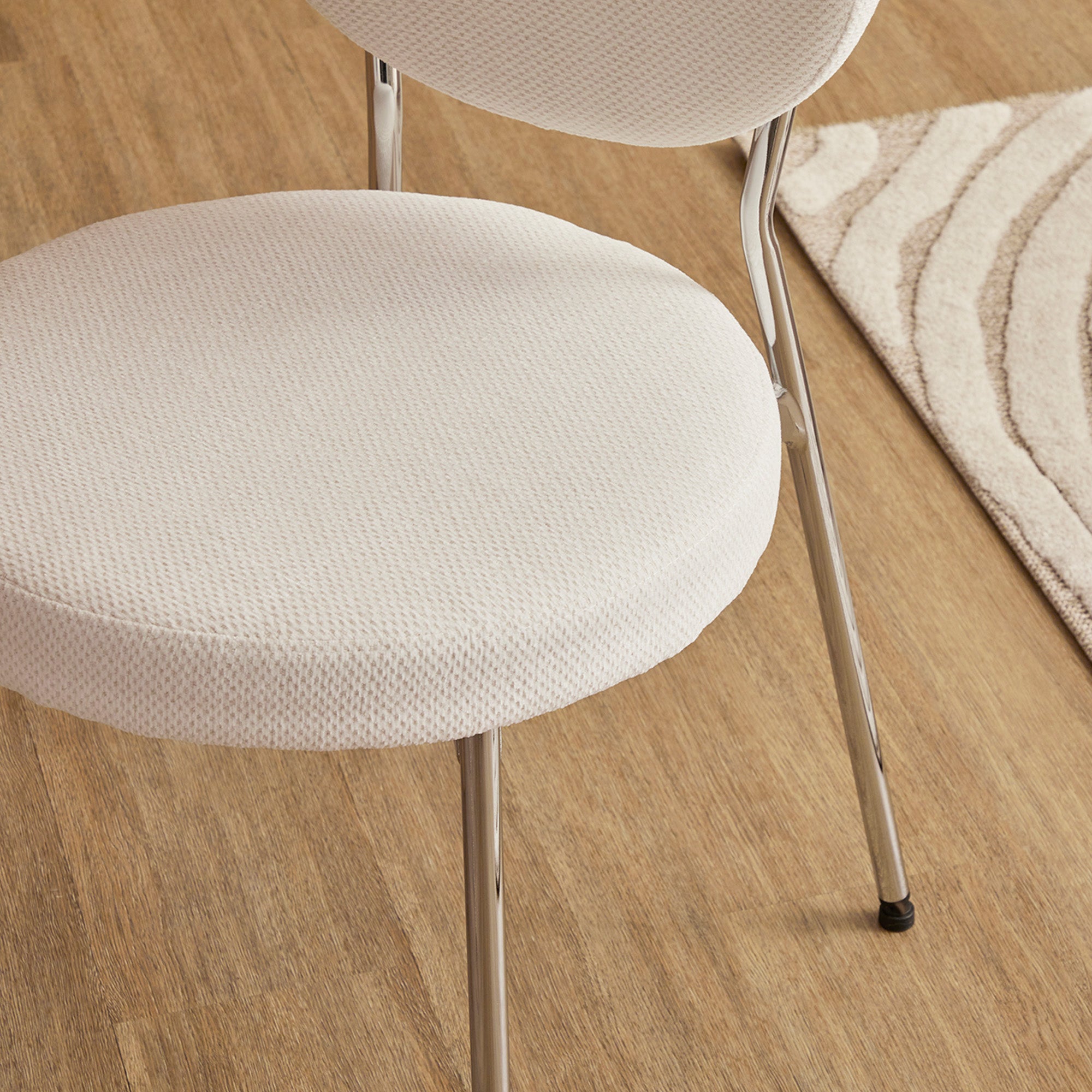 Dora Set of 4 Dining Chairs Chrome and Cream