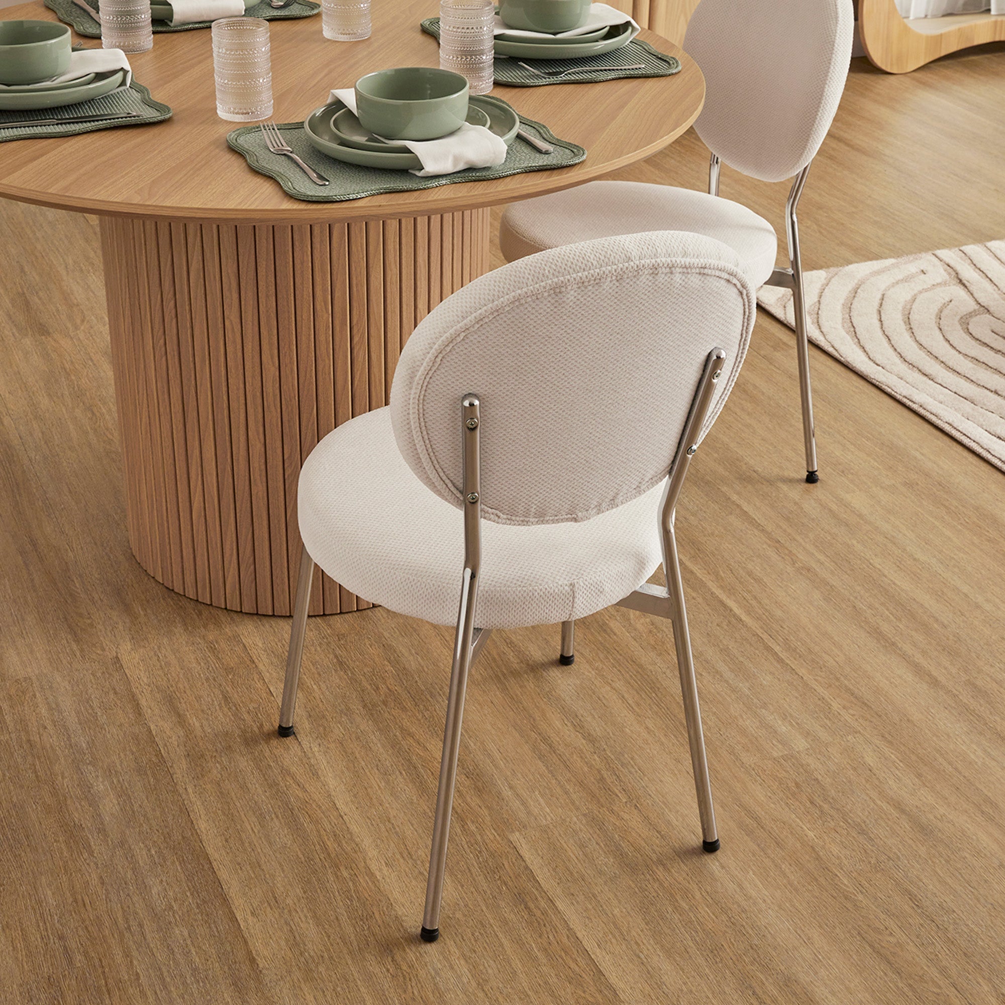 Dora Set of 4 Dining Chairs Chrome and Cream