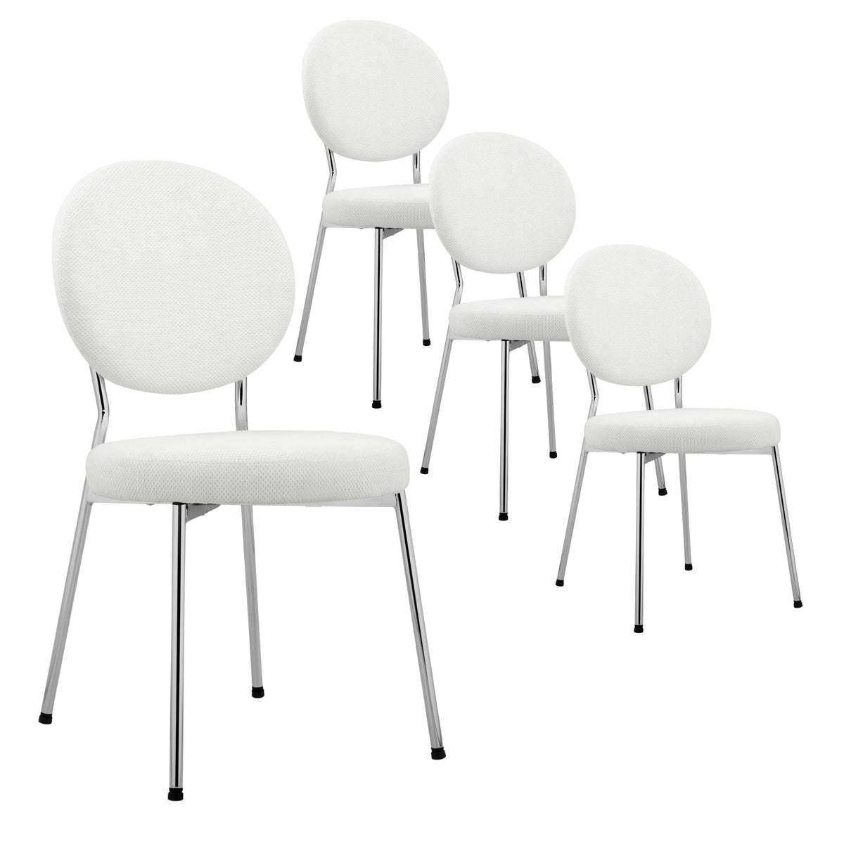 Dora Set of 4 Dining Chairs Chrome and Cream