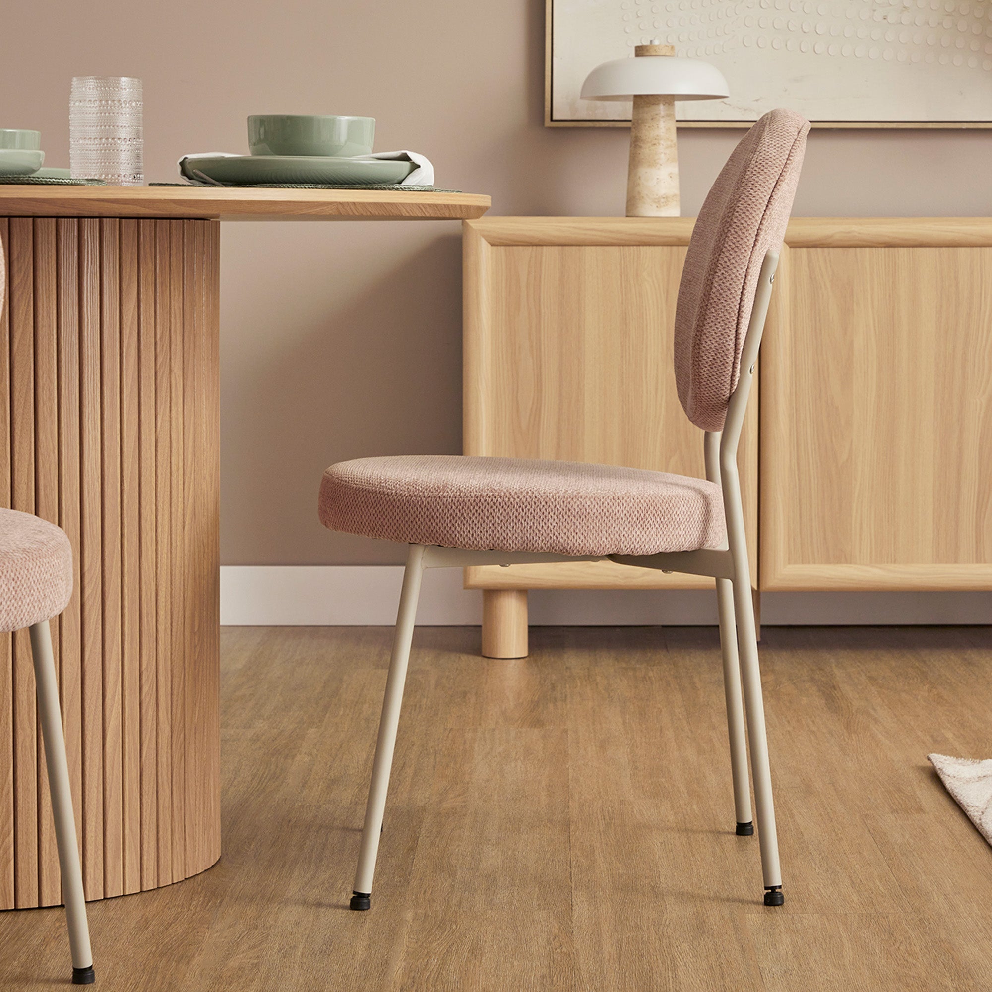 Dora Set of 4 Dining Chairs Pink and Grey
