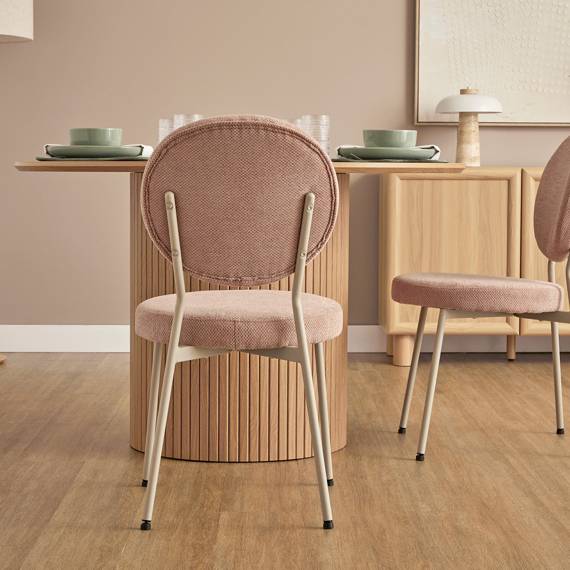 Dora Set of 2 Dining Chairs Pink and Grey