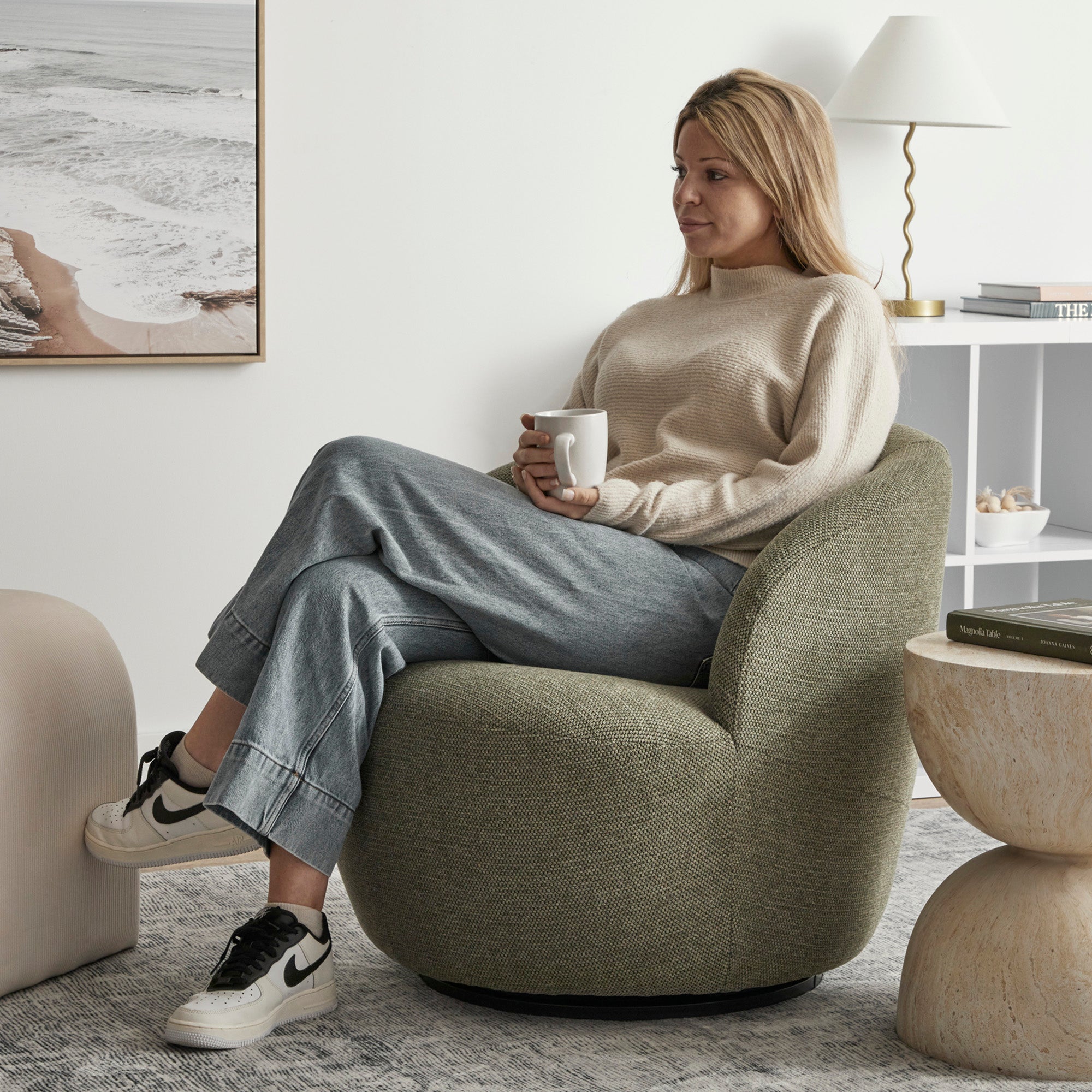 Sadie Swivel Armchair Green (Set of 2)