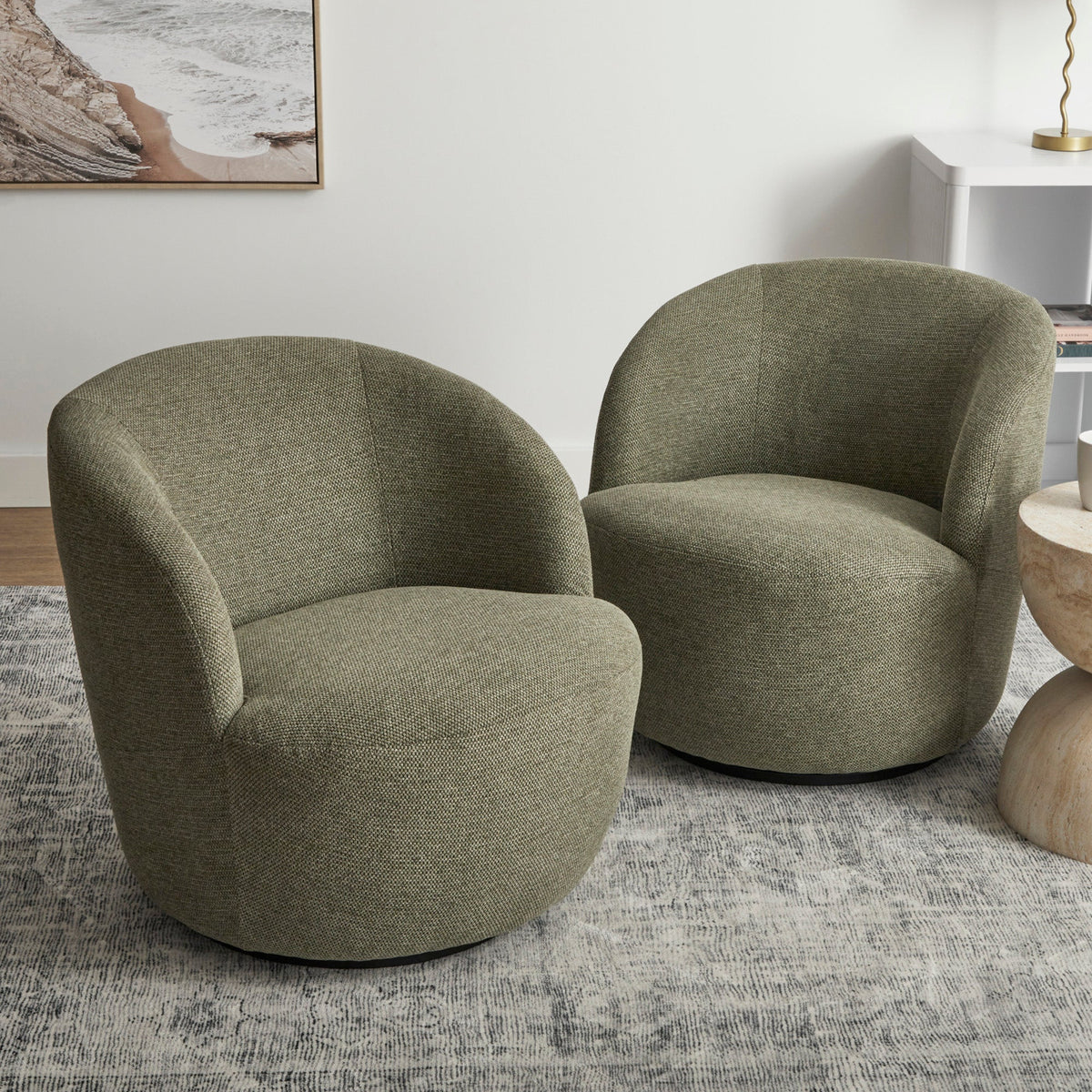 Sadie Swivel Armchair Green (Set of 2)