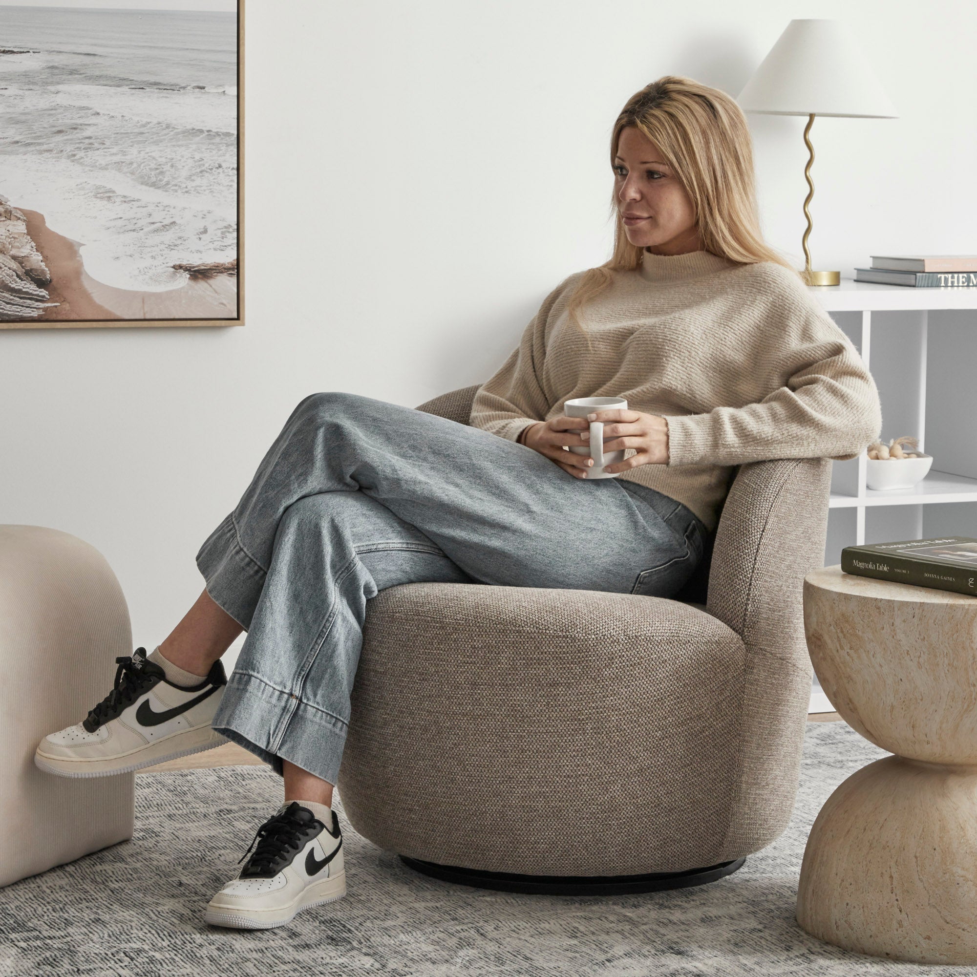 Sadie Swivel Armchair Mushroom (Set of 2)