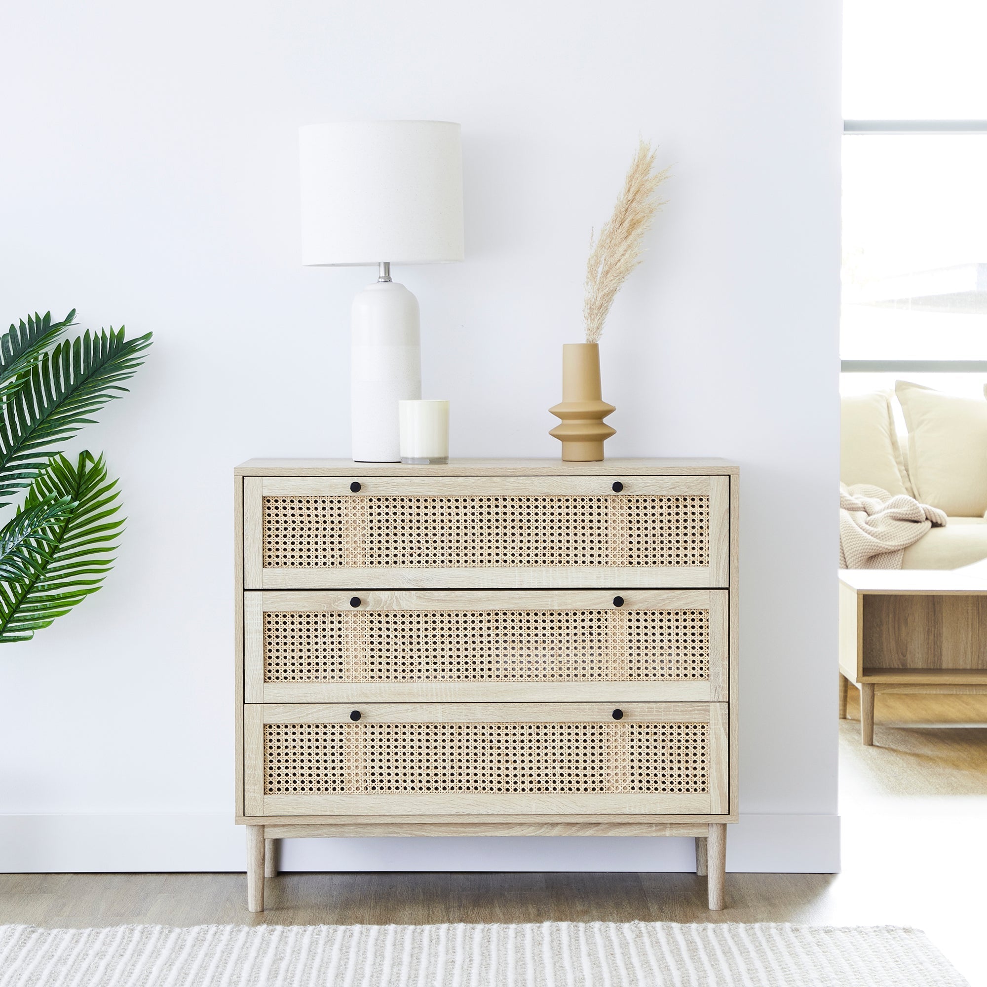 Oahu Rattan Chest of 3 Drawers Natural