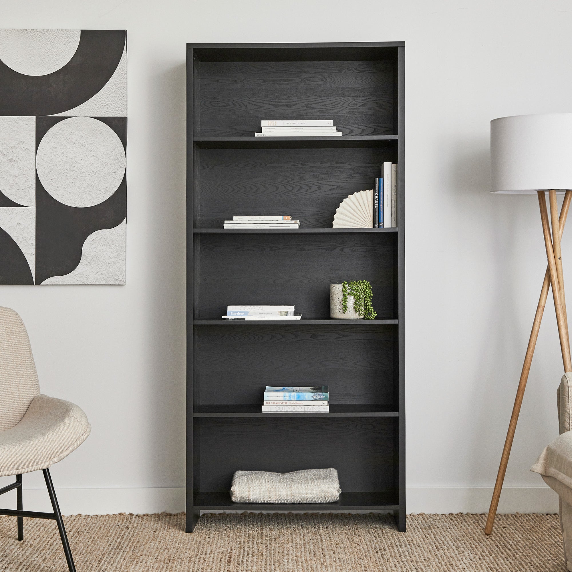 Harper 5 Tier Bookshelf Black