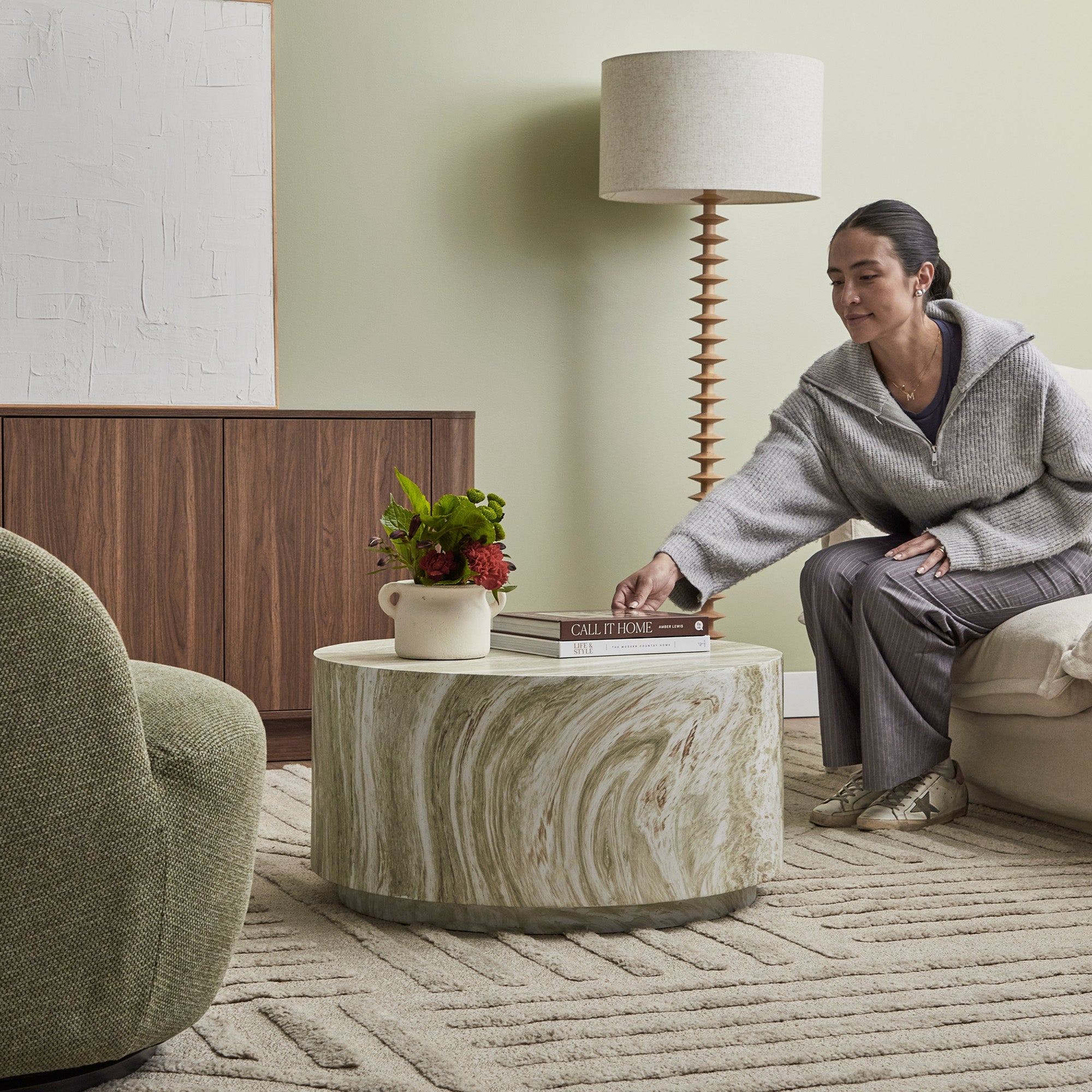 Elena Green Marble Look Coffee Table