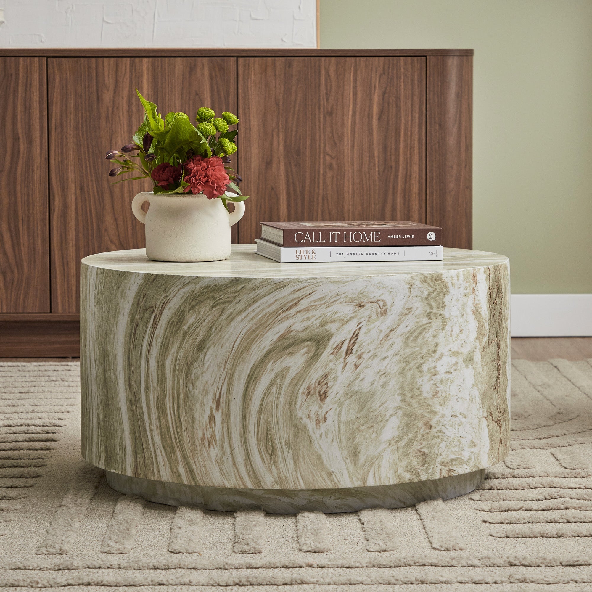Elena Green Marble Look Coffee Table