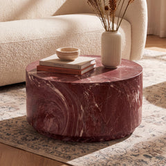 Elena Red Marble Look Coffee Table