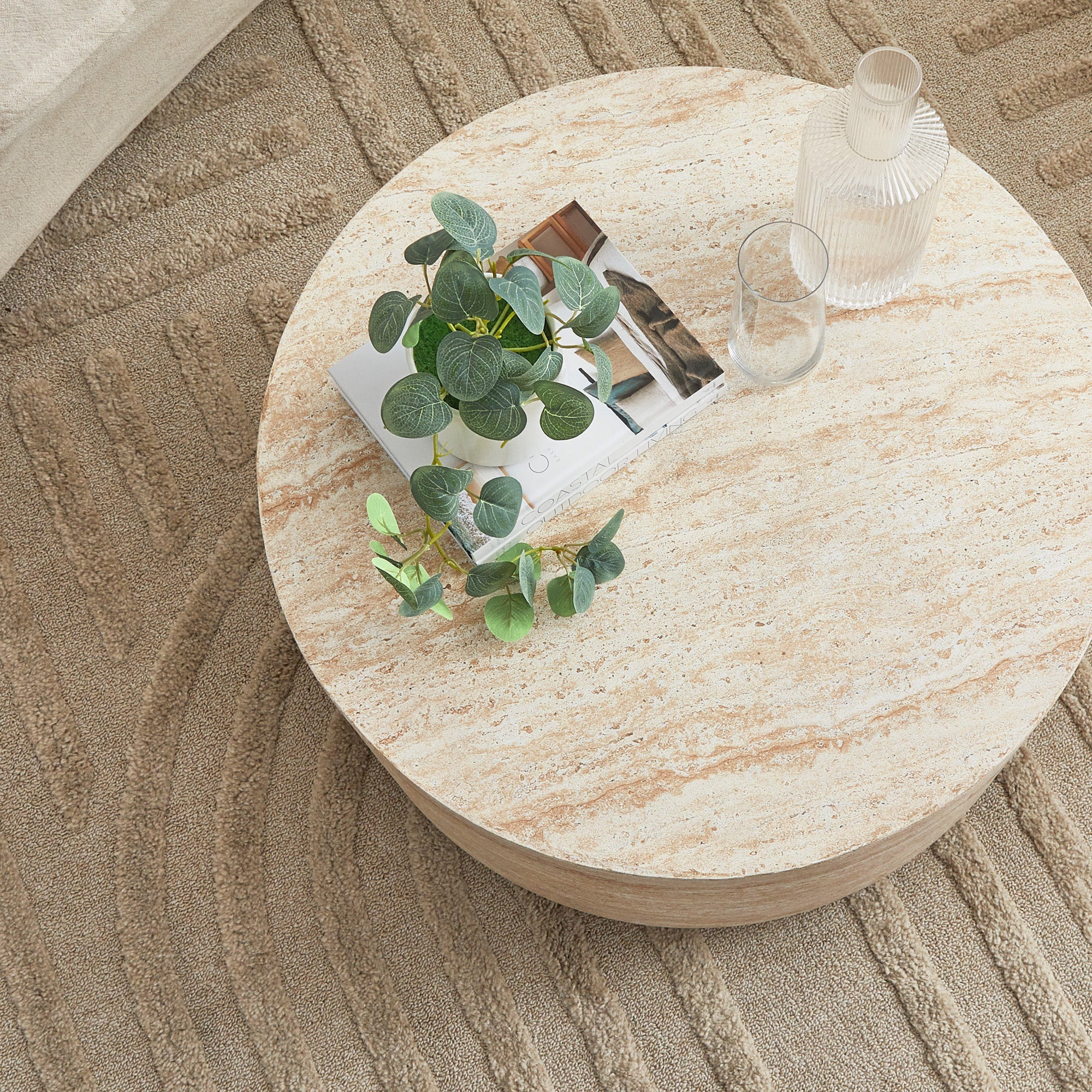 Elena Travertine Look Coffee Table