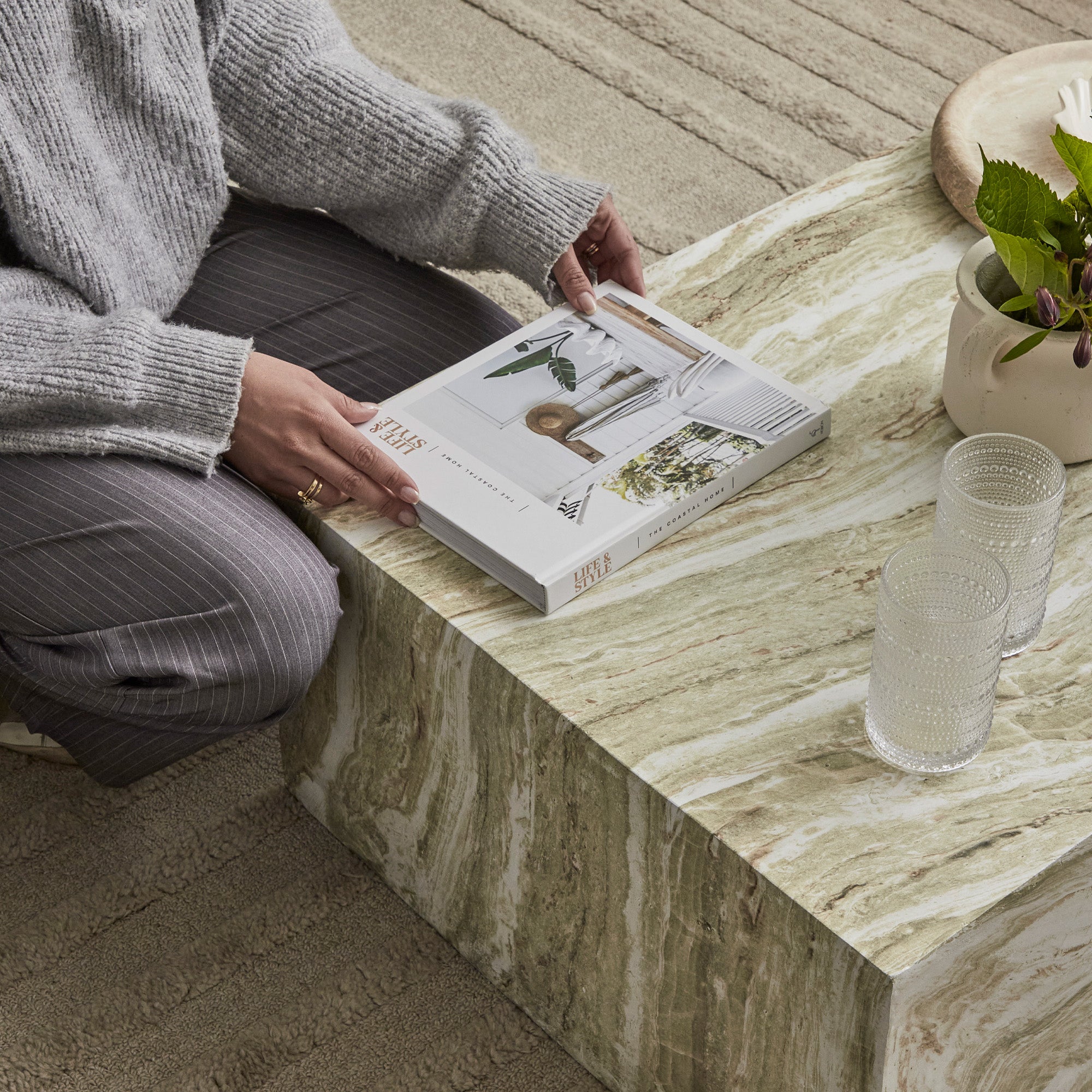 Isla Green Marble Look Coffee Table