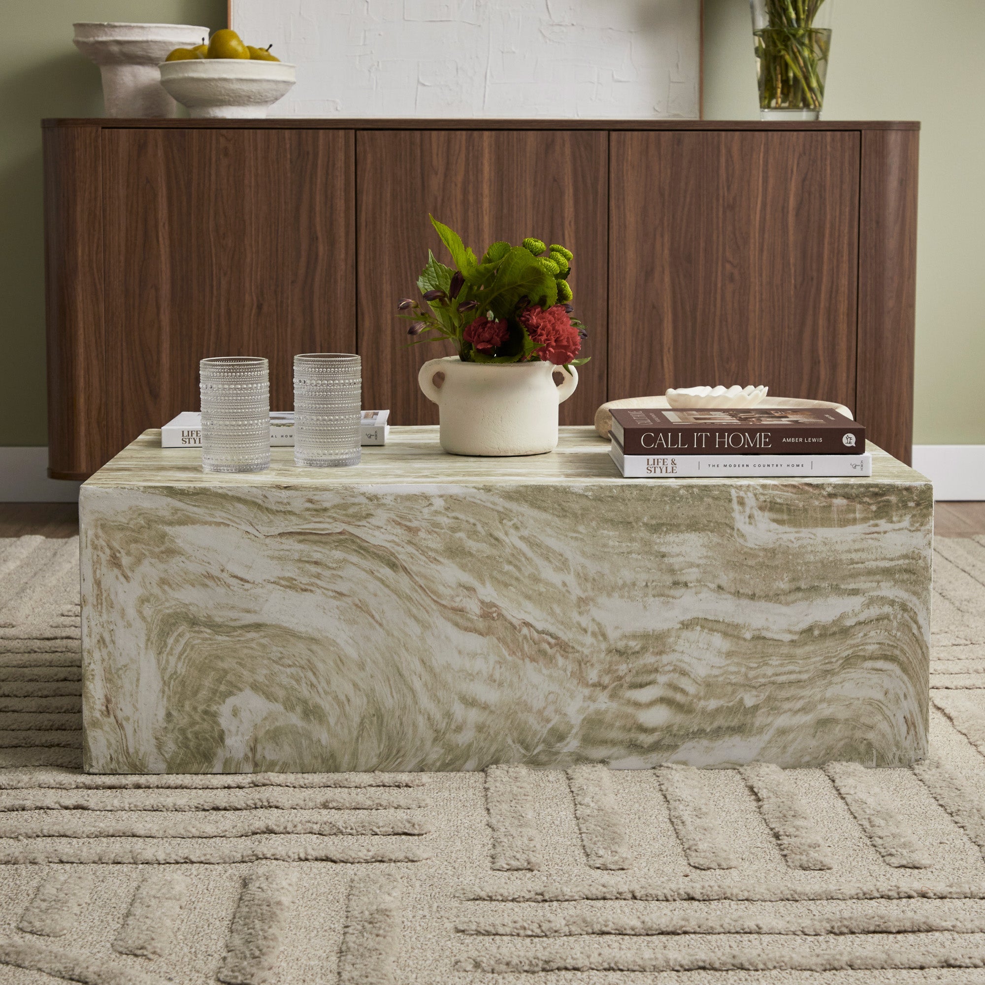Isla Green Marble Look Coffee Table