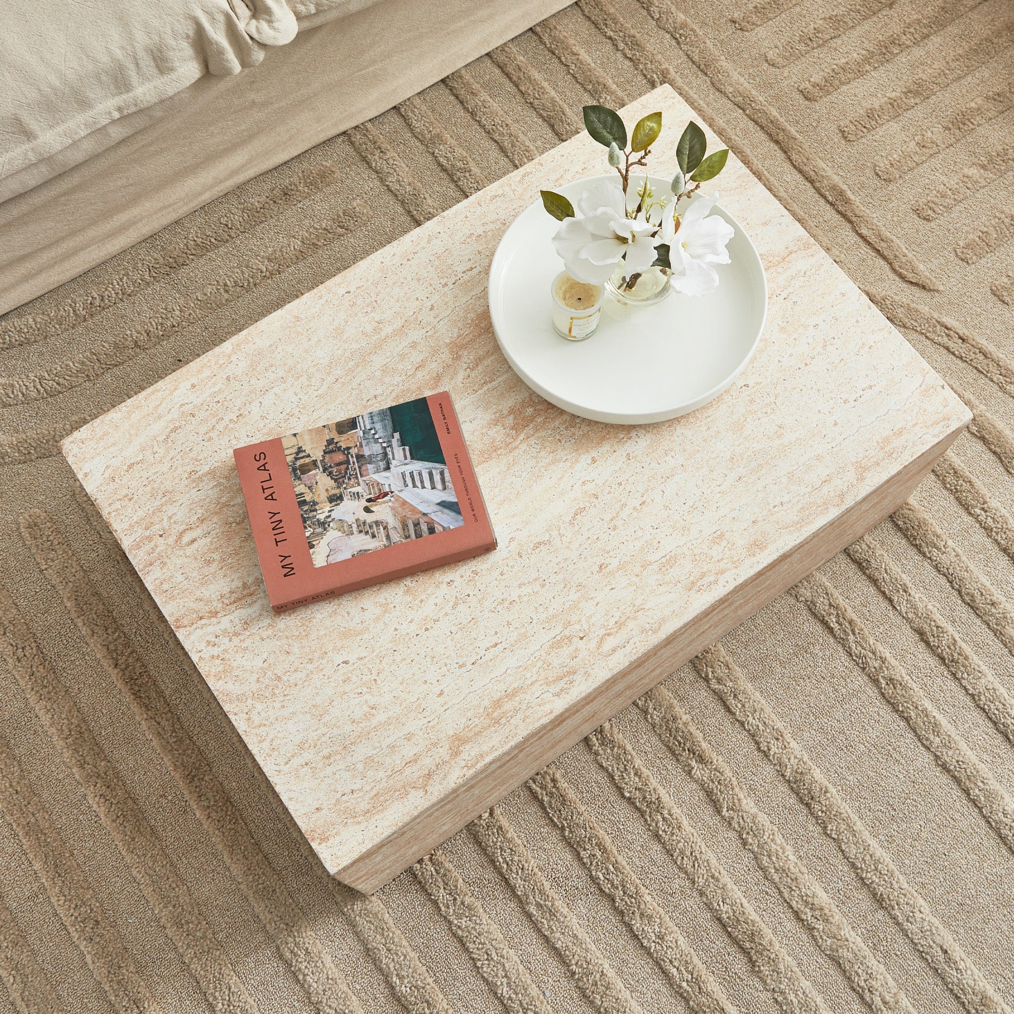 Isla Travertine Look Coffee Table