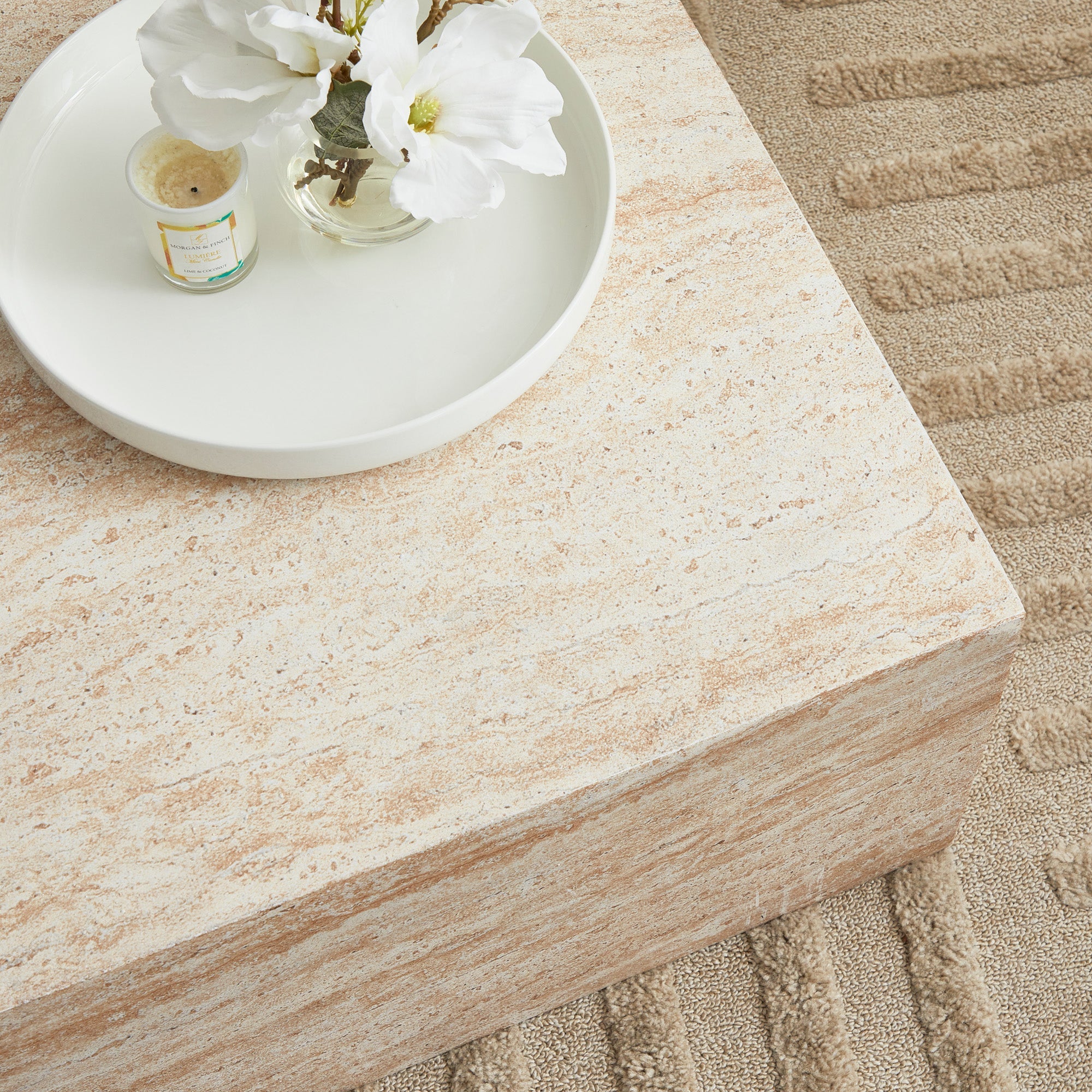 Isla Travertine Look Coffee Table