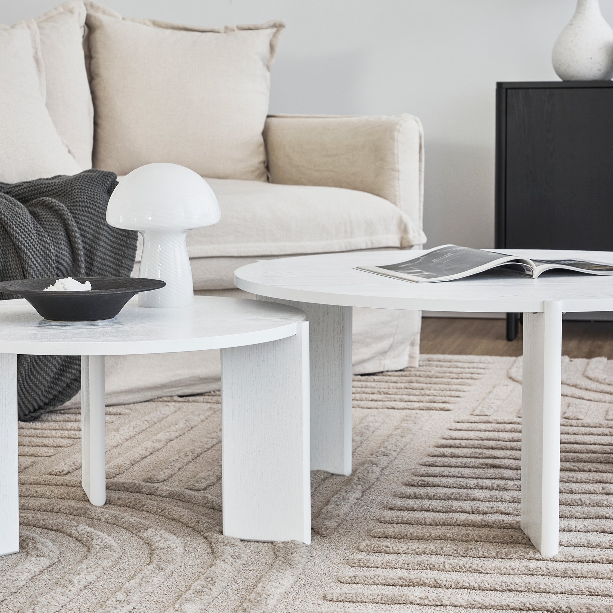 Taupo Coffee Tables Set of 2 Straight Legs White
