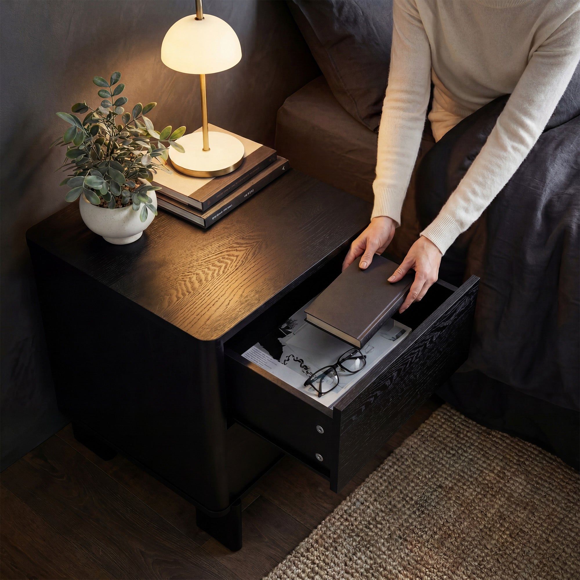 Taupo Bedside Table Black (Set of 2)