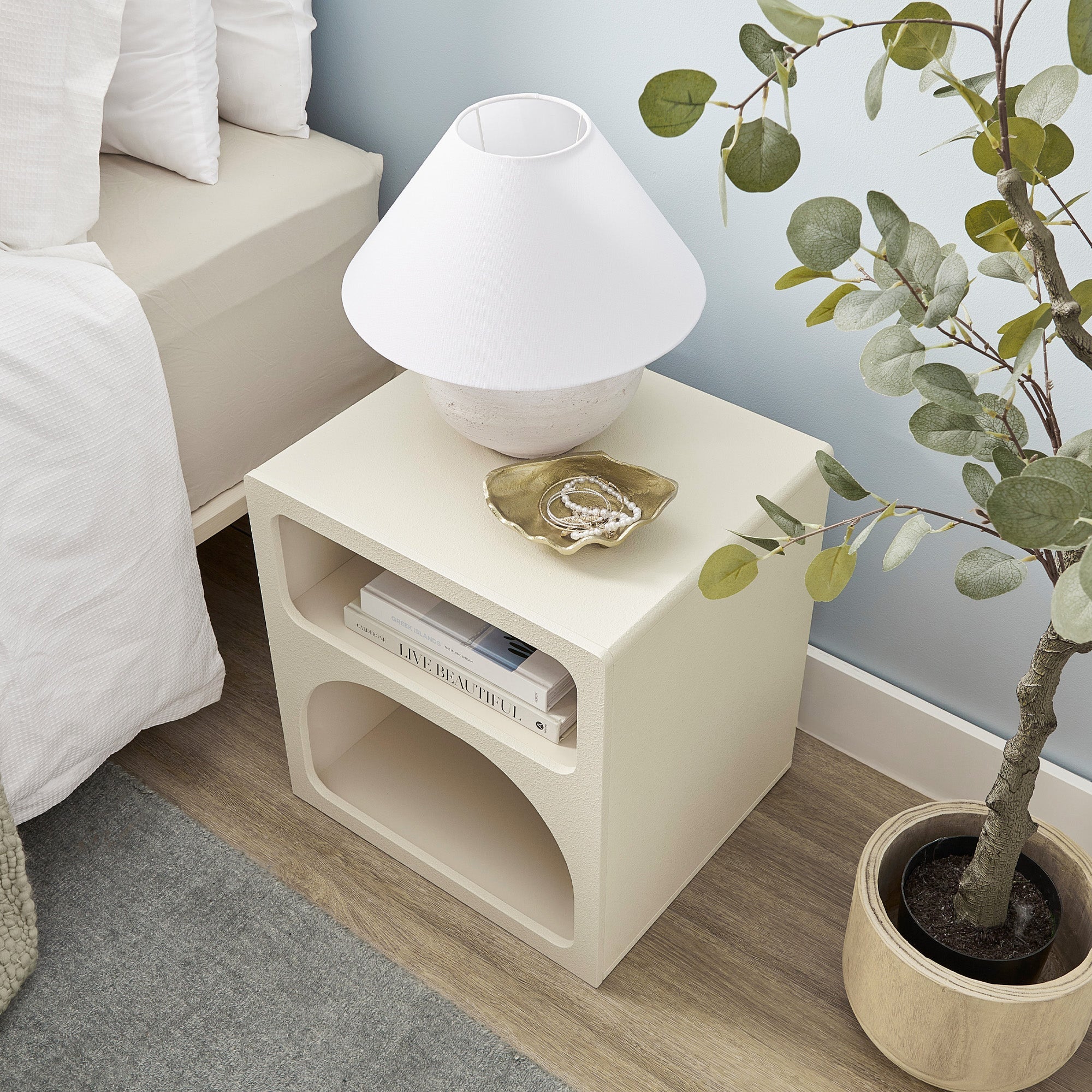 Santorini Bedside Table Off-White (Set of 2)