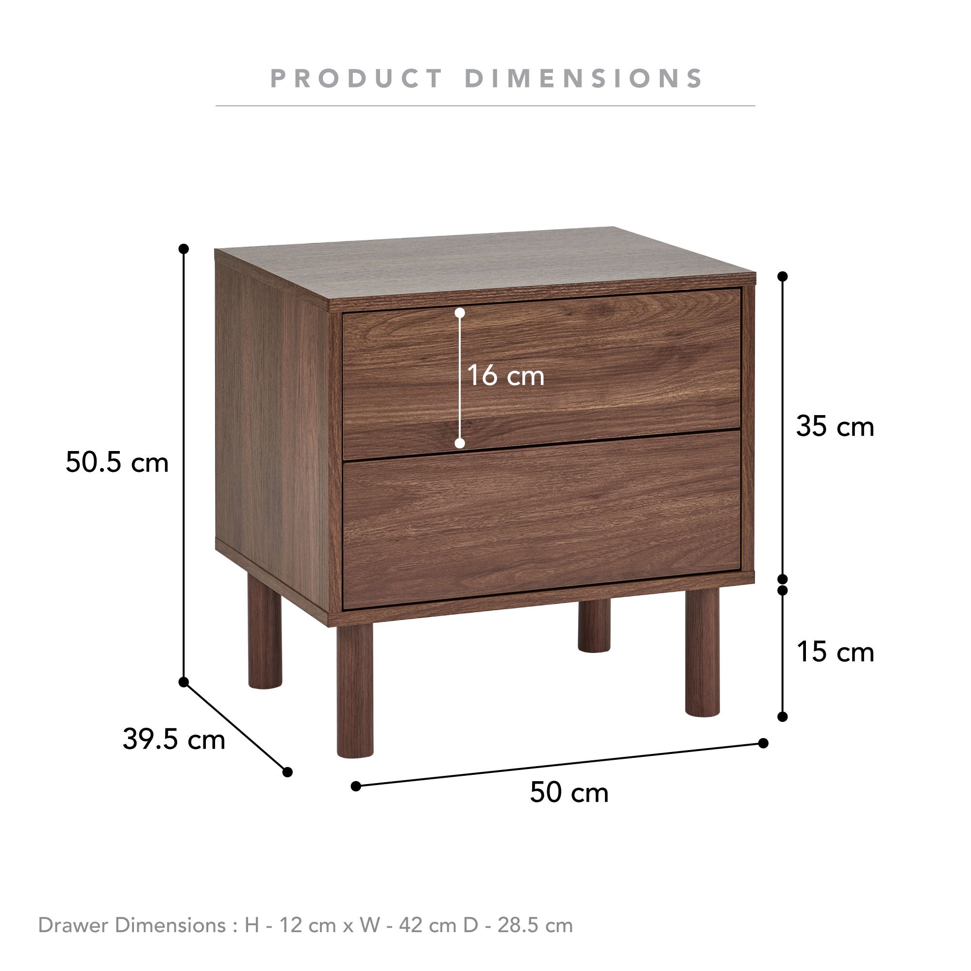 Norquay Bedside Table Walnut