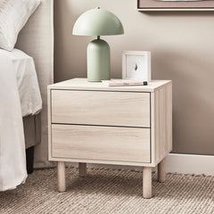 Norquay Bedside Table Light Oak (Set of 2)