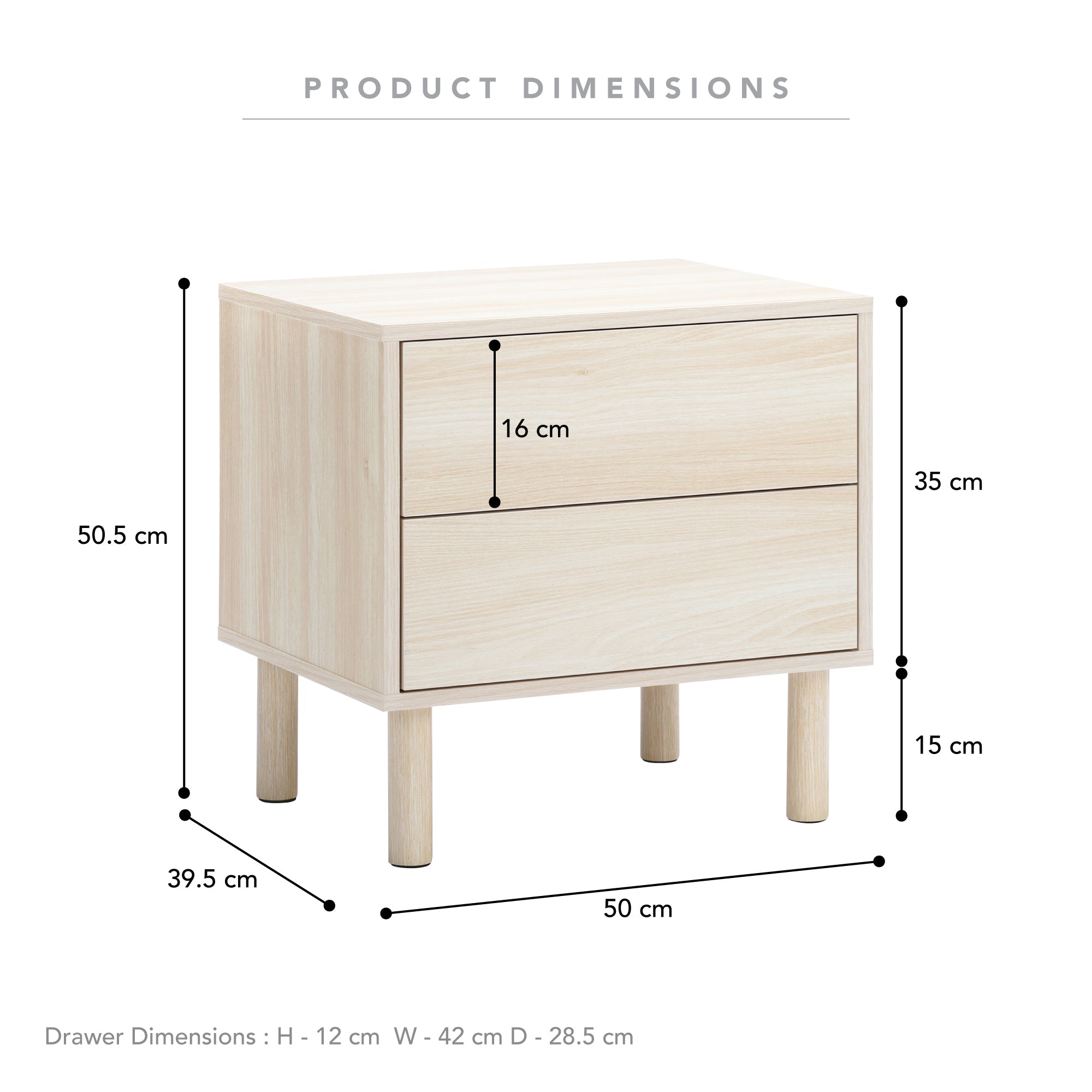 Norquay Bedside Table Light Oak