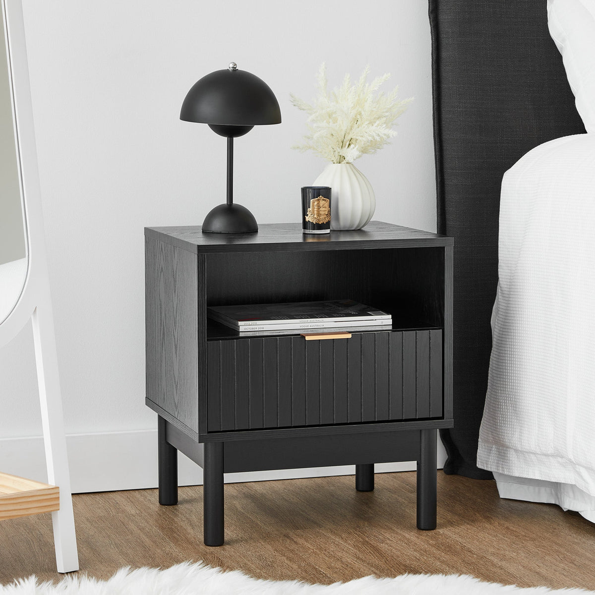 Apia Bedside Table Black