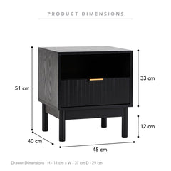 Apia Bedside Table Black